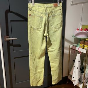 Urban outfitters BDG 25 size acid wash green yellow denim jeans slim straight